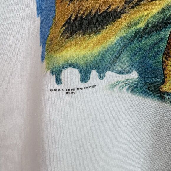 Vintage Leopard Graphic Crewneck Sweatshirt, Large, White, Love Unlimited, FOTL - Picture 3 of 8